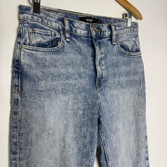 Hudson Remi Straight Leg Crop Light Blue Distressed Jeans Size 28 - Picture 7 of 8